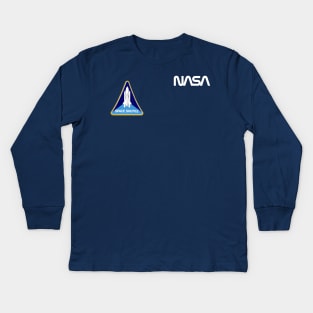 Officially approved merchandise - Vintage NASA logo & space shuttle mission patch Kids Long Sleeve T-Shirt